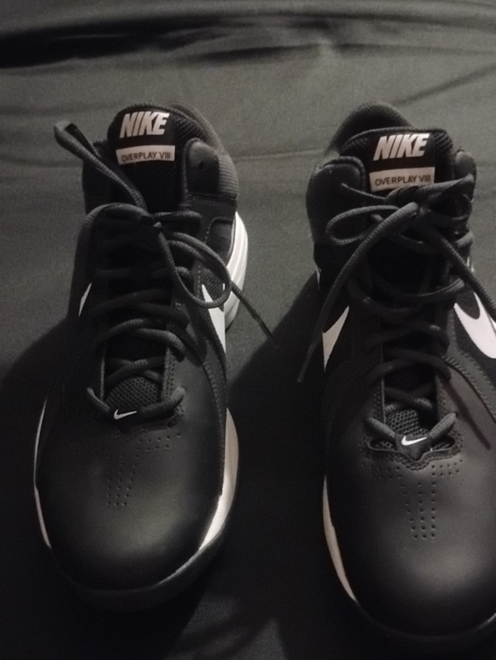 Nike Men’s Black and White Overplay VIII Athletic Basketball Shoes